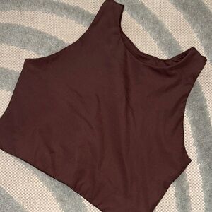 Girlfriend Collective high neck soft brown sports bra tank size M Storm Dylan